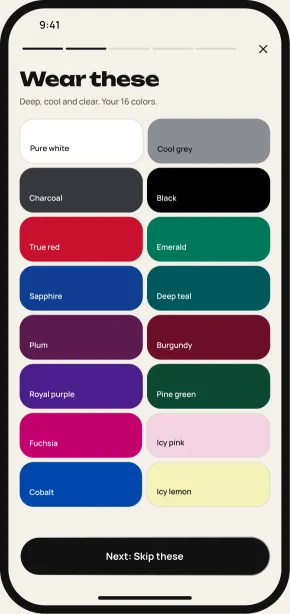 Colors to wear for Deep Winter